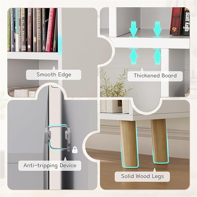 YESHOMY 9 White Cube Bookcase, Open Frame 3-Tier Book Shelf, Bookshelf Storage Organizer with Feet & Anti-Tilt Device for Org