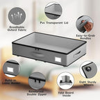 Under Bed Storage with Wheels, No Assemble Required 5.5 inches height grey under bed storage bins,Low Profile Rolling Underbe