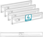 Vtopmart 4 Pack 2.36" Short Upgrade Drawer Dividers for Kitchen Drawer, 12.8"-22.3" Expandable Kitchen Drawer Organizer, Clea