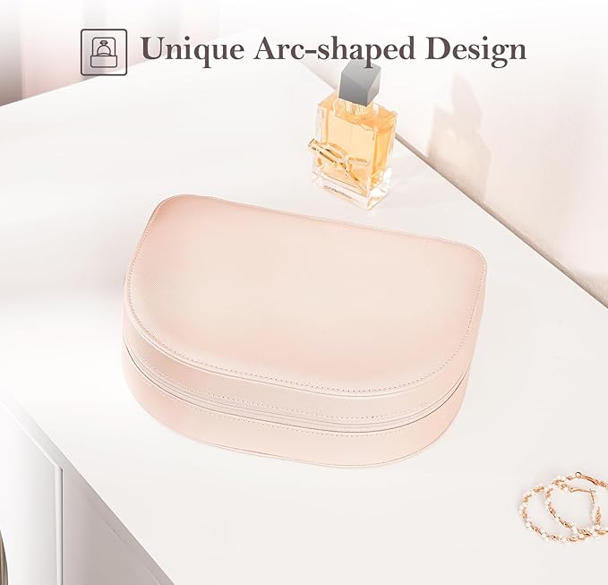 ProCase Travel Size Jewelry Box, Large Portable Seashell-Shaped Jewelry Case, 2 Layer Jewelry Organizer in PU Leather for Wom