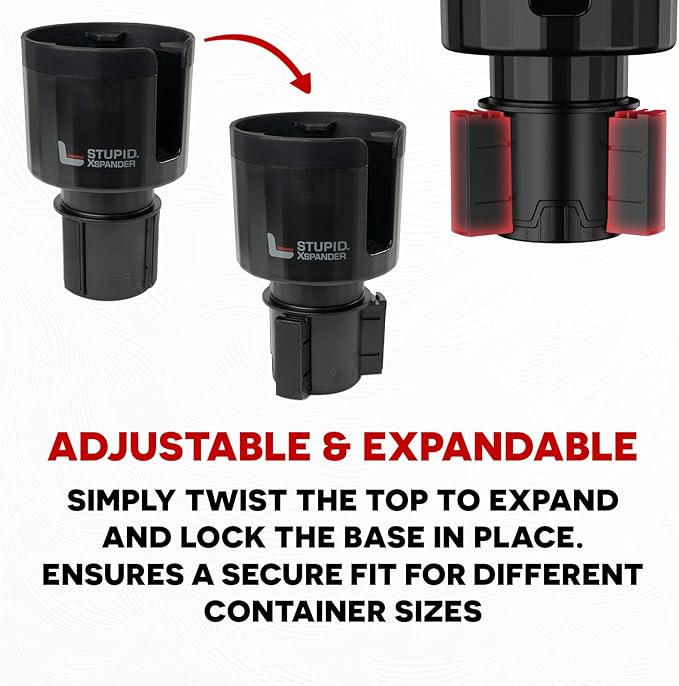 Stupid Technologies - XSpander – Universal Cup Holder Expander for Yeti, Hydro Flask & Big Bottles – Adjustable, Durable, Car