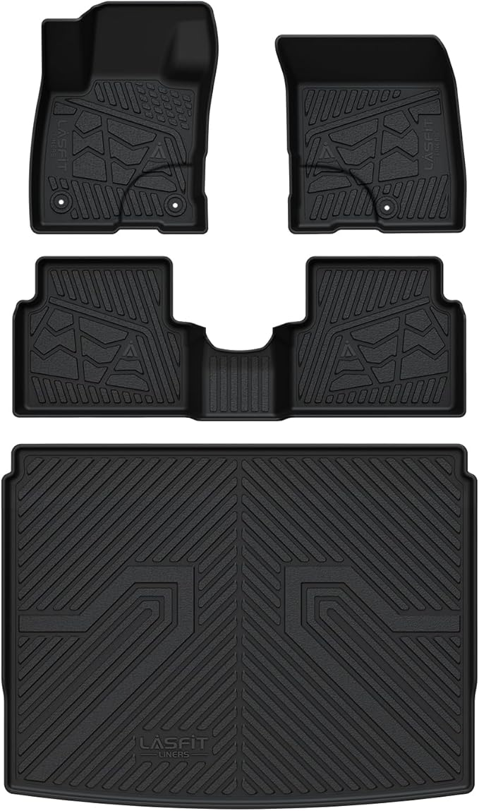 LASFIT Floor Mats and Cargo Mat for 2021-2026 Ford Bronco Sport Carpet Floor, Rear Bump in The Cargo Area, All Weather TPE SUV Floor Liners Cargo Area Custom Fit Trunk Mat
