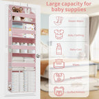 TAHAVICE 1 PC Pink Over the Door Organizer with 1 Large Capacity Caddy, 4 Shelf & 10 Mesh Side Pockets, Pink Stuff Hanging St