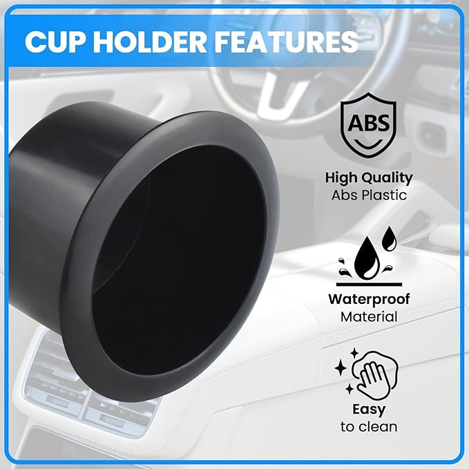 SDTC Tech Black Sofa Cup Holder, Universal Plastic Recessed Cup Holder for RV Boats, Cars, Sofas and Golf Carts (2-Piece)