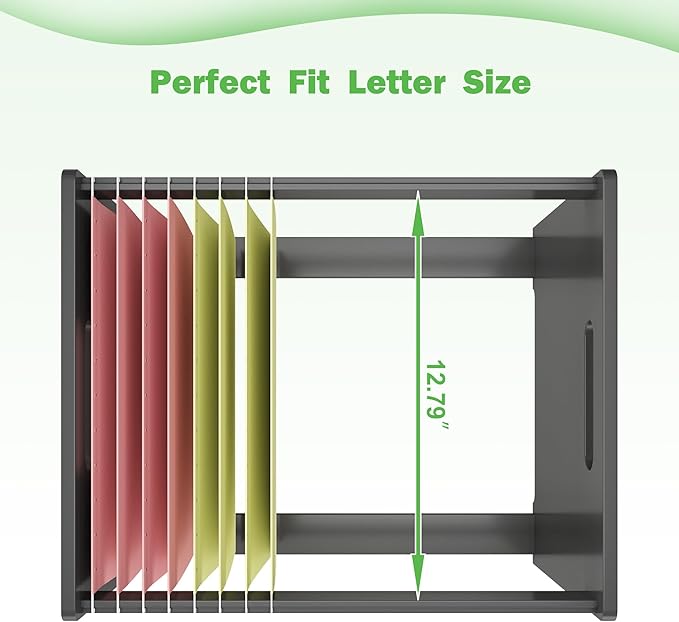 Hanging File Organizer Box for Letter Size, Bamboo File Folder Organizer, Storage Moving Boxes with Handle Wood Desk Filing B