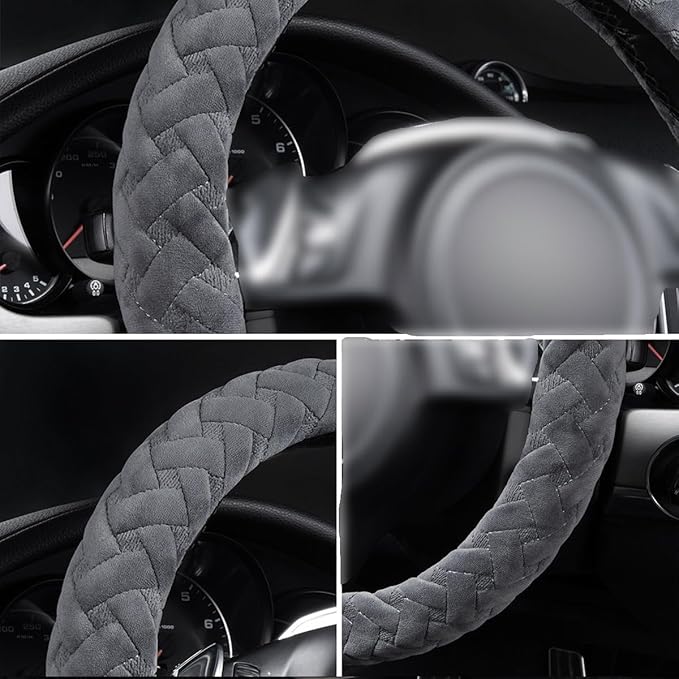 Flying Banner car Steering Wheel Cover Massage Velvet Warm Universal Size 15 inches SUV Truck Anti Slip Odorless Summer Winte