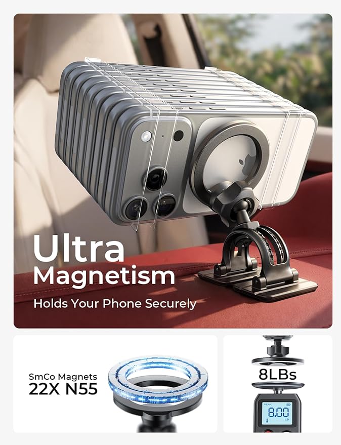 LISEN for MagSafe Car Mount, [Upgrade 2026 Ultra Magnets] Magnetic Phone Holder for Your Car Cell Phone Holder Mount for Air Vent Car Accessories for Men Women fit iPhone 17 16 15 14 13 12 Pro Max