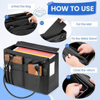 File Tote Bag, Portable File Organizer Box Hanging Filing Box Desktop File Folder Document Storage Organizer with Pockets and