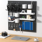 Pegboard Combination Kit, 4 Peg Boards Black Pegboard for Walls, Office Wall Organizer, Gaming Room Wall, Nursery Storage, 22