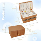 KOOAAICCHI Small Jewelry Box, Travel Jewelry Organizer, Portable Jewelry boxes for Women Girls Gift, Double Layers PU Leather