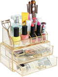 Ikee Design Acrylic Makeup Organizer with 2 Drawers Removable Top Lipstick Holders, Cosmetics Organizer for Skincare, Accesso