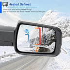 Spec-D Tuning Chrome Power Fold Heated + Puddle + Blind Spot Monitor Right Passenger Side Mirror Compatible with 2019-2024 Ram 1500, Left + Right Pair