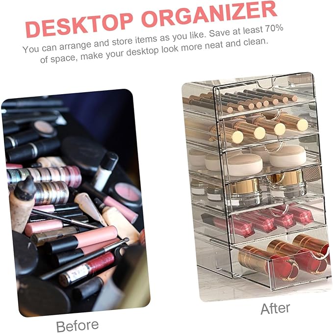Makeup Organizer Box Desktop Jewelry Holder Acrylic Storage Cosmetics Display Compact Stylish