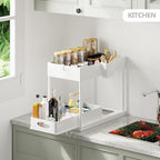 Under Sink Organizers and Storage, Bathroom Cabinet Organizer, Sink Shelf with Utility Hooks and Side Caddy for Under Cabinet