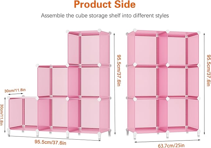 HOMIDEC 6-Cube Storage Shelf, Storage Bookcase Bookshelf with Metal Hammer, Storage Cubes Organizer Cabinet for Kids, Closet,