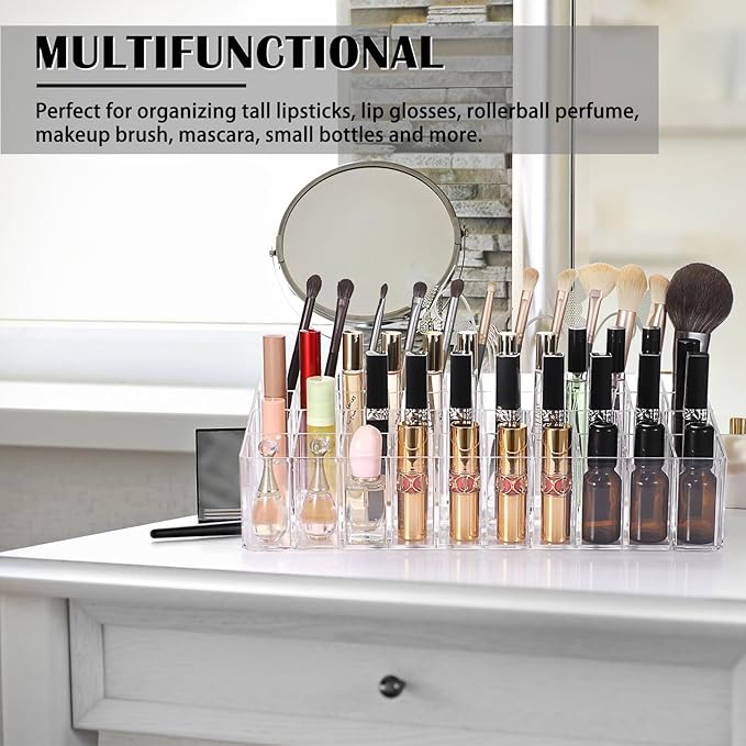 ELLDOO Rollerball Perfume Organizer, 44 Spaces Clear Acrylic Perfume Storage Holder Beauty Scent Holder, Essential Oil Storag