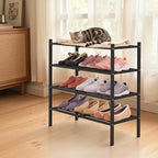 Smiry Bamboo Shoe Rack 4-Tier, Stackable Wooden Shoe Organizer for Entryway & Closet, Free Standing Wood Shoe Storage Shelf f