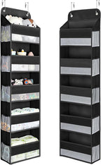 Yecaye 1 Pc Over the Door Organizer with 5 Bins 10 Side Pockets, 44lbs Load Hanging Bathroom and Bedroom Organizer, behind th