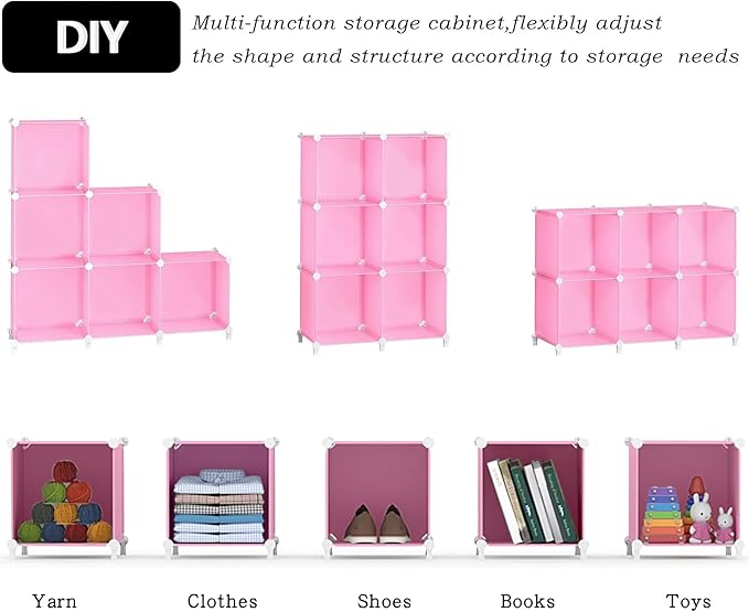 AWTATOS Cube Storage Organizer Protable Closet Organizers and Storage for Kids DIY Stackable 6 Cubes Storage Shelves Clothes 