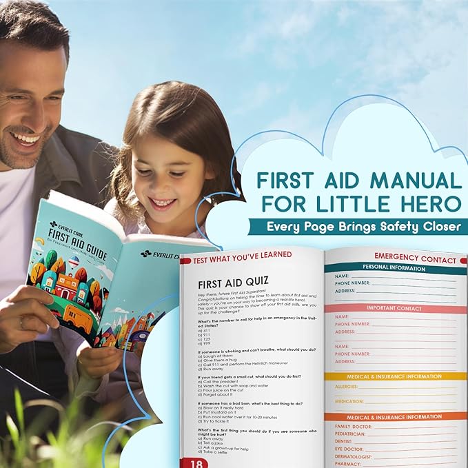 EVERLIT Care Rescue Pack | Family-Friendly First Aid Kit for Kids with 200 Pcs Medical Supplies | Travel-Friendly Compact Sto