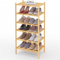 Smiry Small Bamboo Shoe Rack 6-Tier, Stackable Wooden Shoe Organizer for Entryway & Closet, Free Standing Wood Shoe Storage S