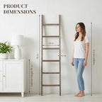 Blanket Ladder 76in Wooden Ladder Shelf Living Room Bathroom Bedroom Decorative Wall Leaning Farmhouse Quilt Display Holder R