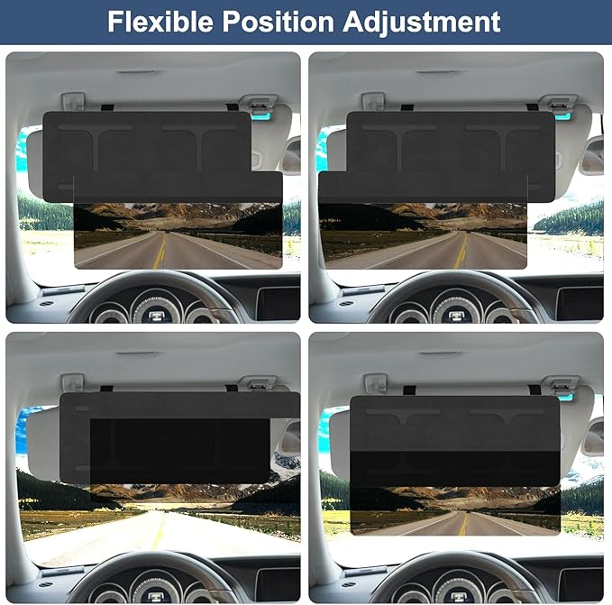 Car Visor Extender Sun Bblocker，Upgraded UV400 Car Sun Visor Extension with PC Lens and Side Sunshade,Filter UV，Safe Ddriving.Universal for SUV, Family Automotive, Black