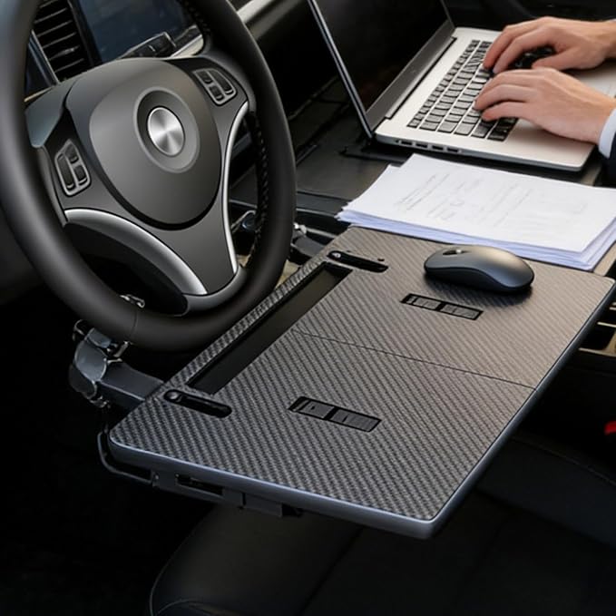 Car Steering Wheel Desk - Vehicle Interior Clamp-On Desk | Steering Wheel Tray for Food - for Snack Drinks Tablet Video Conference Meal Dining Eating Working Writing