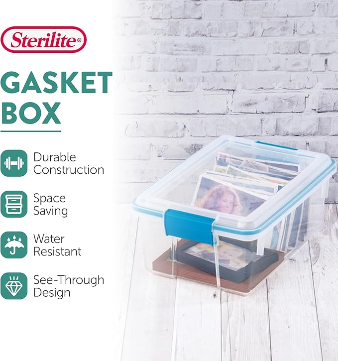 Sterilite 24-Pack Gasket Box, Weather-Resistant Storage Bins with Latching Lids, 12 Quart - Heavy-Duty Organizing Containers 