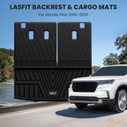 LASFIT Cargo Mat with Backrest Mat for Honda Pilot 2023 2024 2025 2026, Split & One-piece Foldable Seating TPE Custom Fit Trunk Mat Cargo Liner with Seatback Mat Accessories, Black