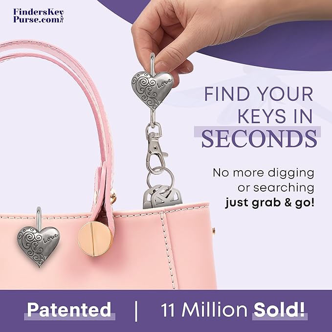 Women’s Bag Charm Key Finder, Car Keychain Hook, Cute Purse Organizer & Tote Bag Accessories, Gifts for Mom - Original