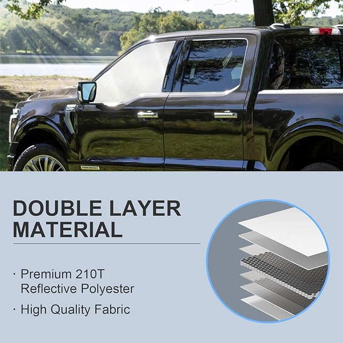 Front Side Window Sun Shade for 2019-2025 Chevy Silverado 1500, Double Cab Crew Cab 4Door, Foldable Window Sunshade Sun Visor Protector, Side Window Shades Sun Shield Blocks UV Rays, Pack of 2