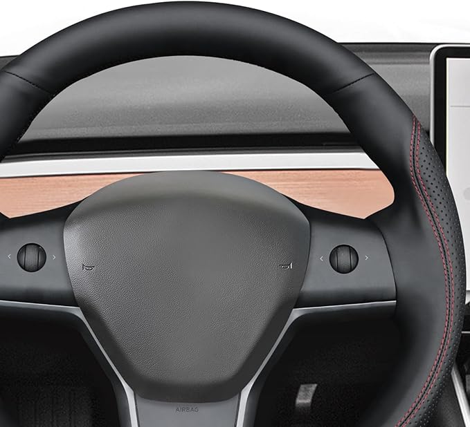 MEWANT Hand Stitched Steering Wheel Cover for Tesla Model 3 2017-2023 / Model Y 2020-2023 for Tesla Model 3/Y Accessories