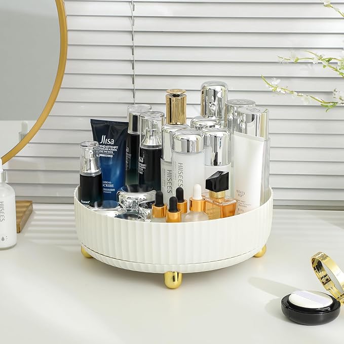 Anyoifax Makeup Perfume Organizer Tray 360 Degree Rotating Lazy Susan Skincare Lotion Organizer Spinning Cosmetics Storage fo
