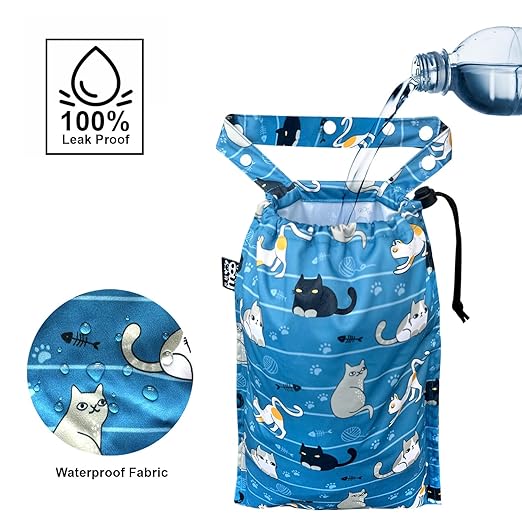 Cute Hanging Car Trash Garbage Bag 100% Leakproof Waterproof Multipurpose for Car Back Front Seat Console with Hanging Strap (Cats Play)