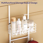 SWTYMIKI Over Door Hat Organizer - Wall Mounted Hat Rack with 6 Hooks and Metal Basket Design, Hanging Baseball Cap Organizer