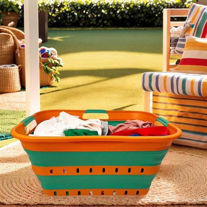 SAMMART 42L (11 gallon) Collapsible Plastic Laundry Basket - Foldable Pop Up Storage Container/Organizer - Space Saving Hampe