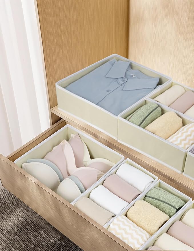 Fordonral Drawer Organizer Clothes, Foldable Fabric Dresser Organizer Closet Organizers and Storage Box for Underwear,Folded 