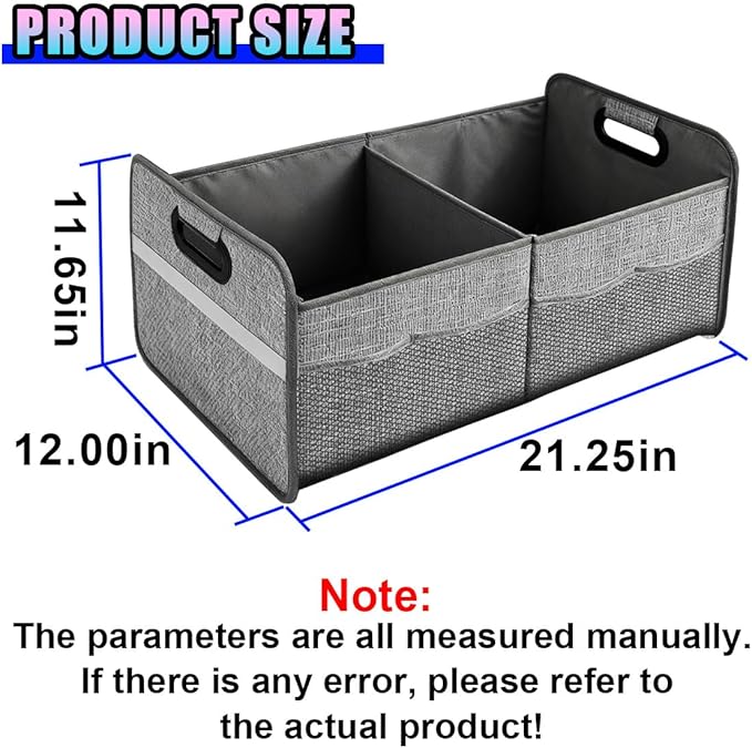 Car Trunk Organizer, Waterproof Large Capacity 600D Oxford Fabric Auto Trunk Storage Container with Pockets,