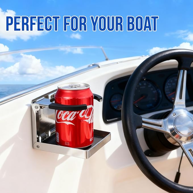 Marinebaby Stainless Steel Adjustable Folding Cup Drink Holders Marine/Boat/Caravan/car (Cup Holder (2pcs))