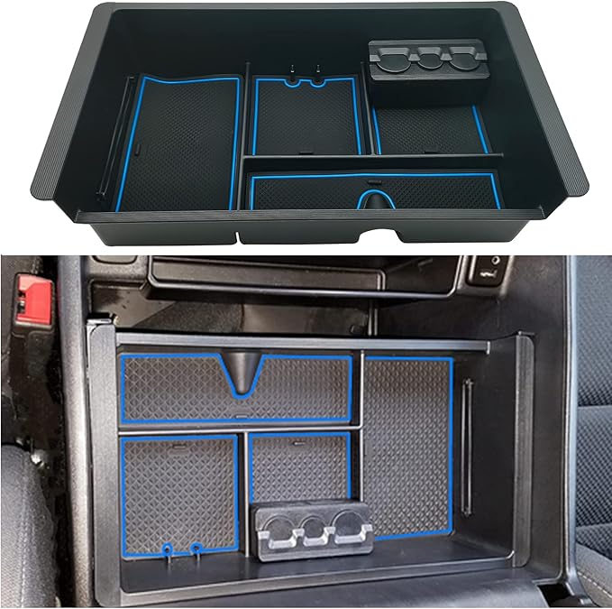 JOJOMARK Center Console Tray Organizer Compatible with 2014-2018 GMC Sierra Accessories, (2015-2020) Yukon/Chevy Tahoe Silverado Suburban, Armrest Storage Box Replaces 22817343 (Blue)