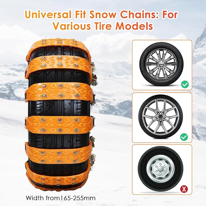 Qoosea Universal Snow Chains 6Pcs Heavy-Duty Wide-Track Tire Chains for SUV & Car Thickened Wear-Resistant TPU Anti-Slip Chai