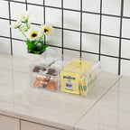 Cq acrylic 1 Pack Clear Stackable Storage Drawers for Vanity,Stackable 3 Drawers Desktop Organizer With Drawers,Cute Desk Sto