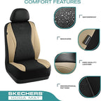 Skechers Car Seat Covers,Leather Seat Covers with GOGA Mat Technology,Waterproof Car Seat Covers Front Seats,Airbag Compatibl