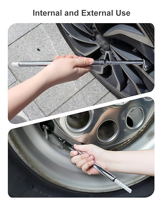 ATsafepro 13" Dual Head Tire Pressure Gauge 20-220PSI, Stainless Steel Heavy Duty Semi Truck Air Gauge for Cars, Trucks & RVs, Accurate & Durable for Tire Pressure Check, Schrader Valve Compatible