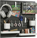 Keepo Peg Board Wall Organizer – Plastic Pegboard Panels, Modular Peg Board Storage System for Home Office, Craft Room, Gamin
