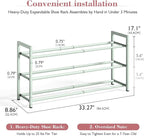 Bumusty 3-Tier Expandable Shoe Rack for Closet, 18“-33” Adjustable Shoe Rack for Small Space, Small Shoe Organizer for Front 