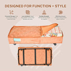 Premium Under Bed Storage with Wheels, Low Profile Rolling Storage Box in Vegan Leather with Metal Frame, Pull-Out Underbed O
