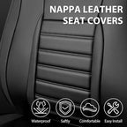 CAR PASS Nappa Leather Car Seat Covers Front Seats, Luxury Seat Protector for Cars, Waterproof Anti-Slip Seat Cushion Airbag 