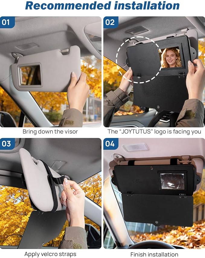 JOYTUTUS Sun Visor Extender for Cars, Adjustable Visor Extension Sun Blocker, Protects from Glare/UV Rays, Windshield and Side Window Sunshade, Built-in Mirror, Black